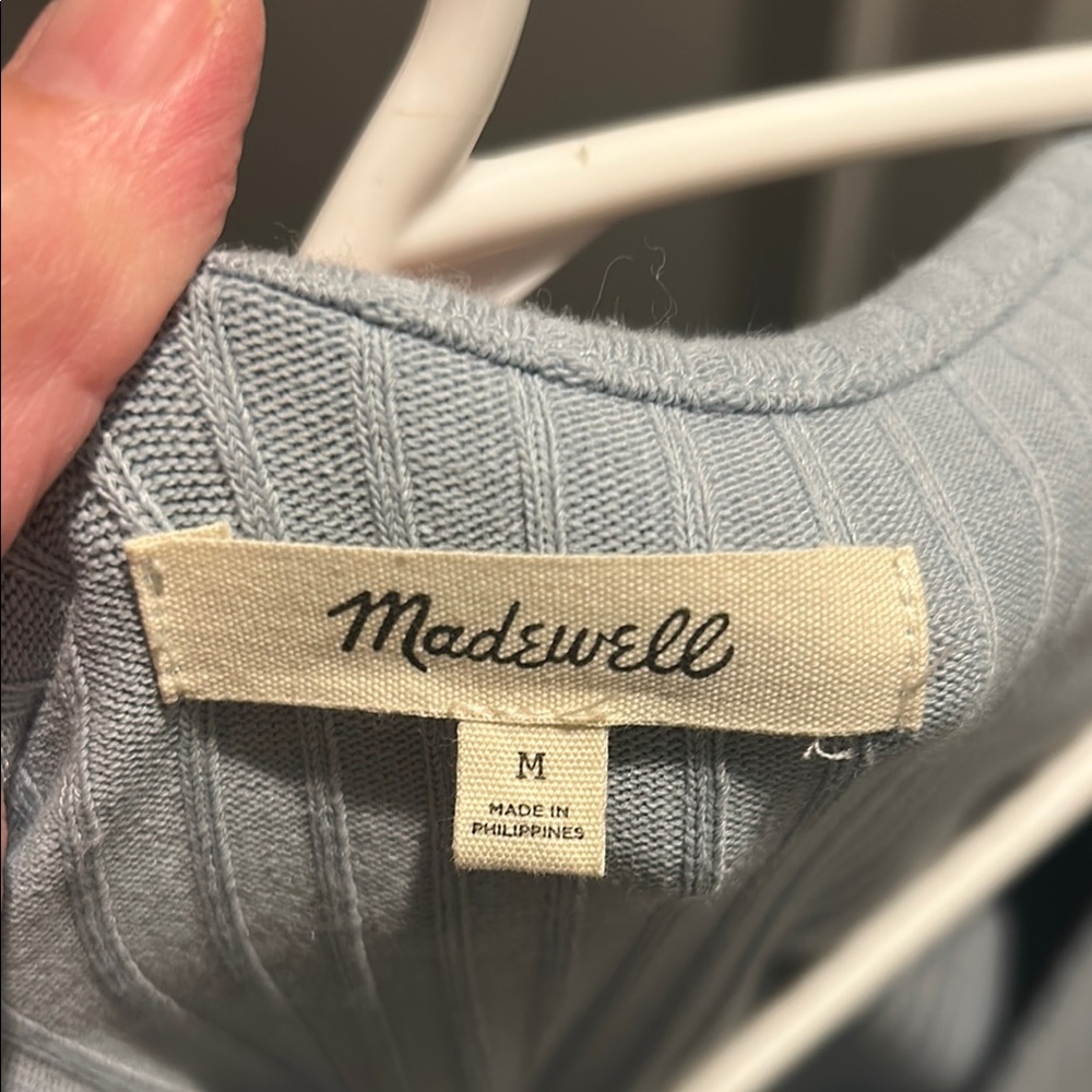 Madewell Blue Ribbed Wrap Top - Picture 4 of 6